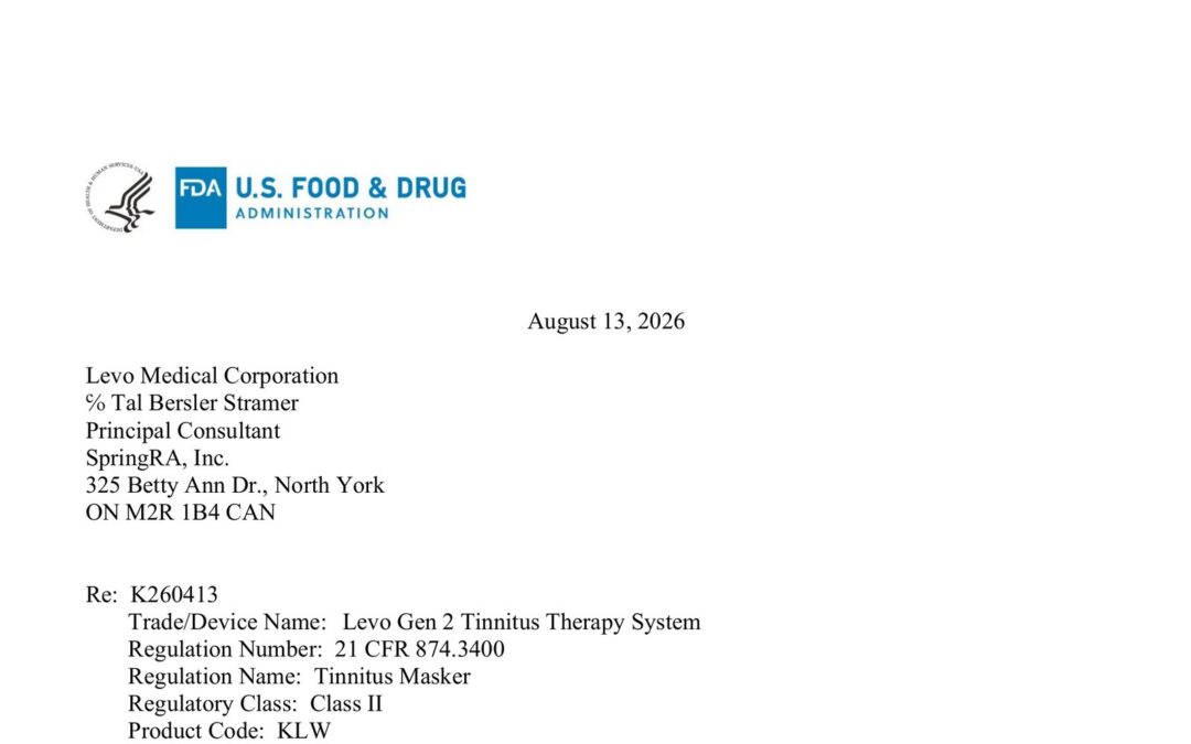 Autorización FDA 510(k) de Levo Gen 2 Tinnitus Therapy System (K260413)