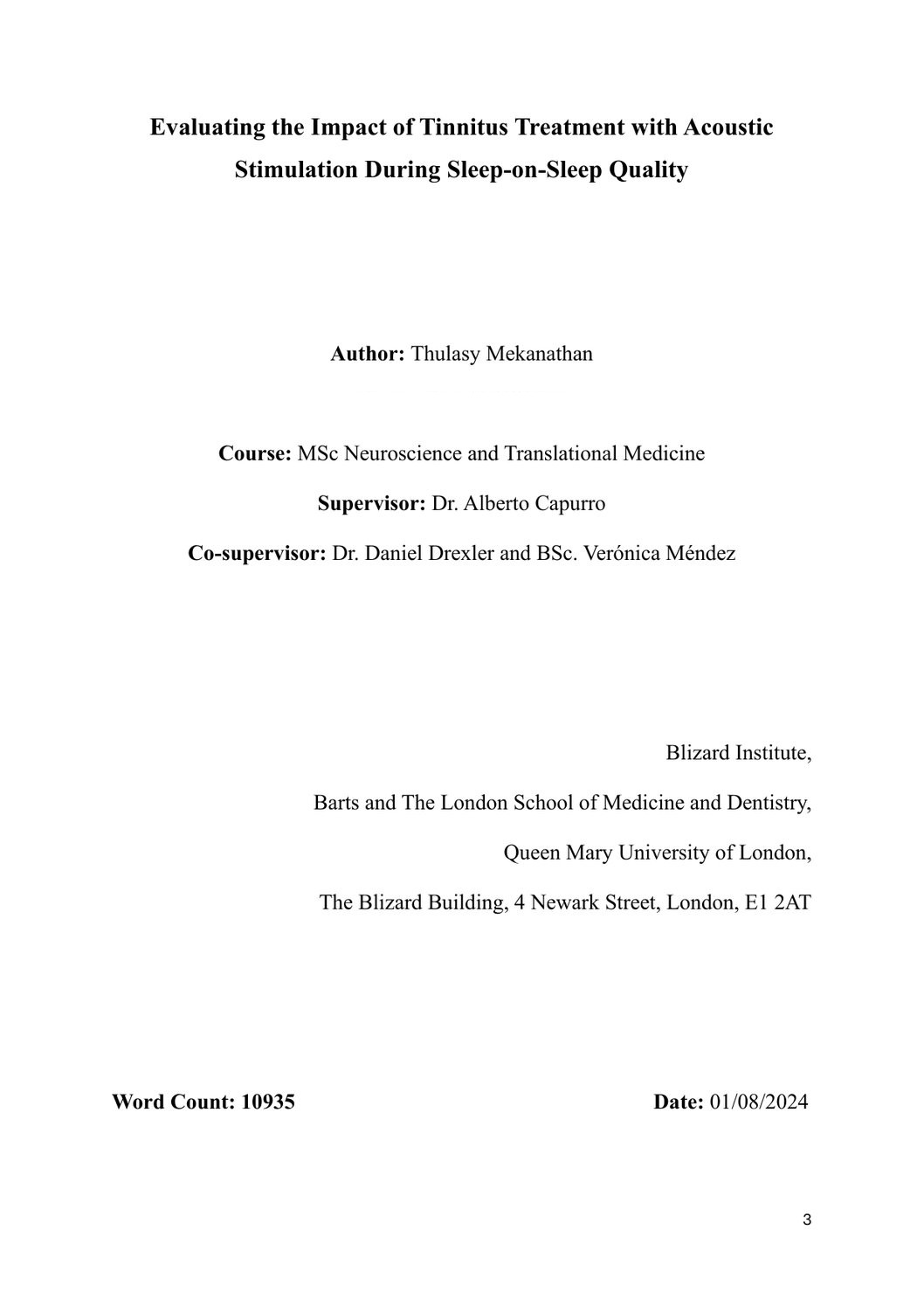 Portada de la tesis de máster (Queen Mary University of London, 2024)